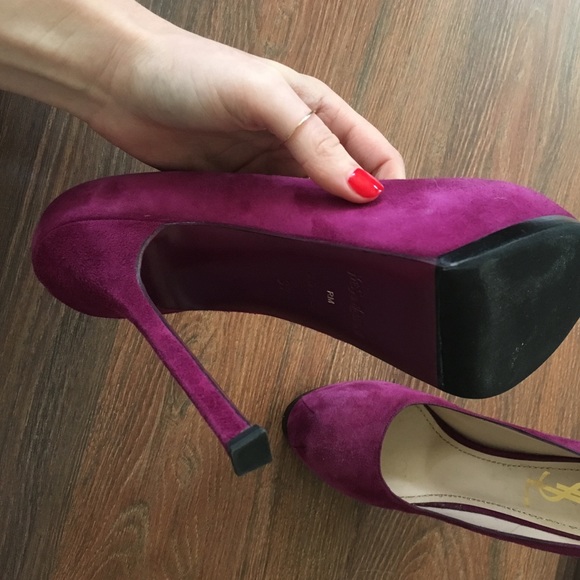Yves Saint Laurent tribtoo purple suede pumps - Picture 3 of 4