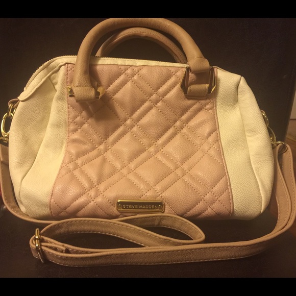 Fashion handbag Steve Madden off white and rose.