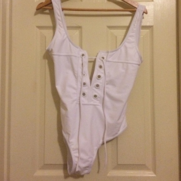 White one piece bathing suit