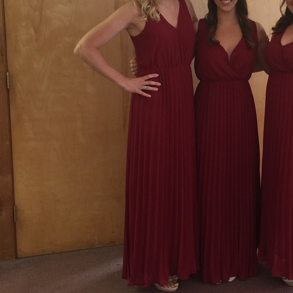 Forever 21 cranberry pleated long dress