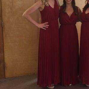 Forever 21 cranberry pleated long dress