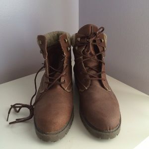 Brown, leather Midwest Farmers boots