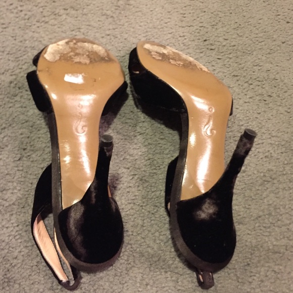 Moschino brown velour sling back stilettos - Picture 3 of 4