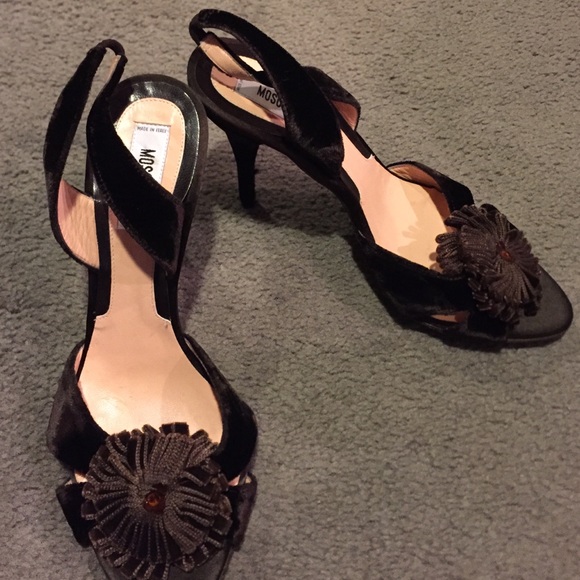 Moschino brown velour sling back stilettos - Picture 4 of 4