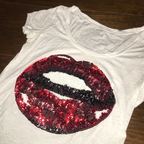 Sequined Lips Tee from Express