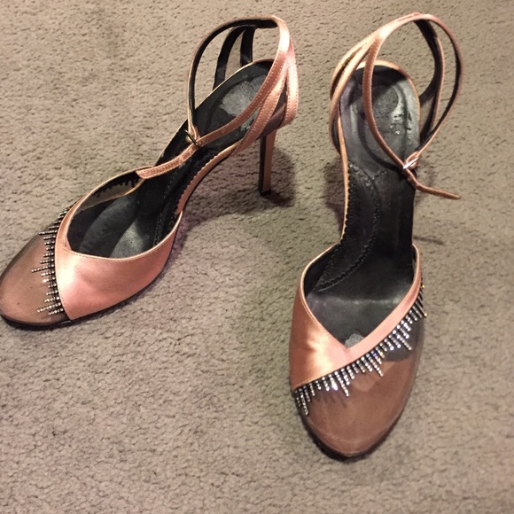 Stella McCartney blush ankle strap stilettos