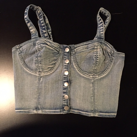Denim Crop Top with front buttons