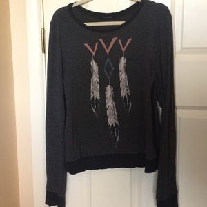 Wildfox Night Lover Feather Beach Jumper dark grey