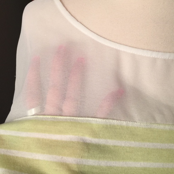 Chloe K Lime & Cream Striped Top - Picture 2 of 5