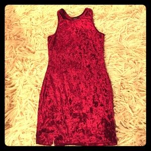 Crushed Velvet Red Dress
