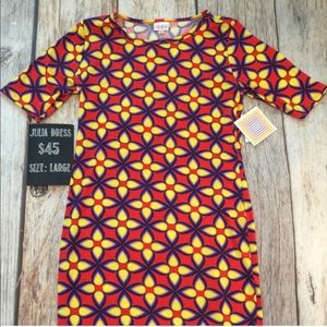 Lularoe Julia dress size large. Awesome colors!!
