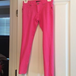 Hot pink skinny pants
