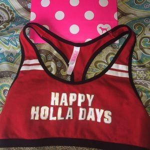 PINK HAPPY HOLLA DAYS SPORTS BRA