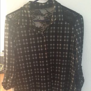 Black and white plaid lace shirt