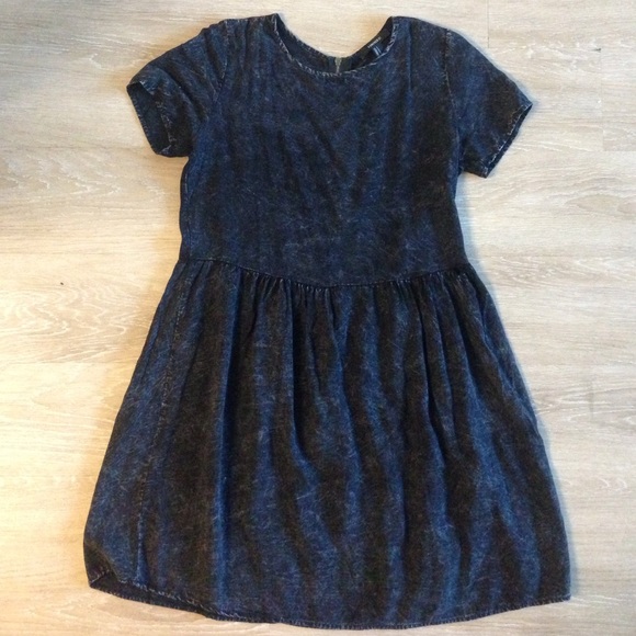 Black/grey acid wash baby doll dress
