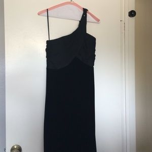 Long black velvet evening gown