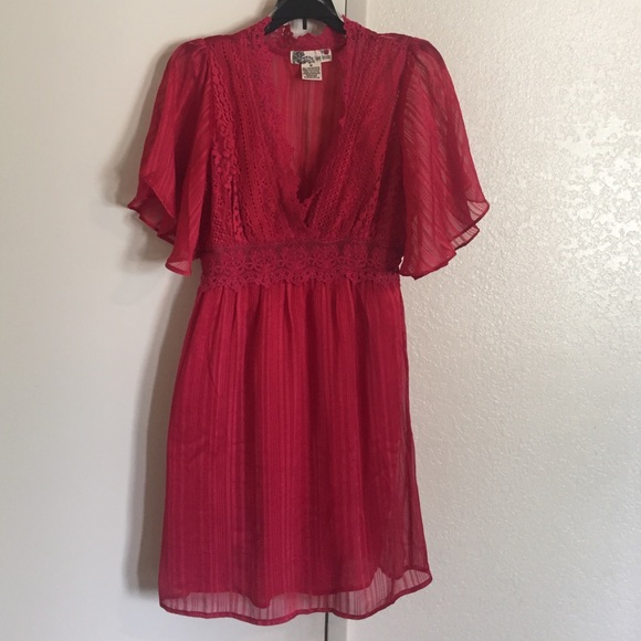 Soft Red/deep pink Flying Tomato Vneck dress