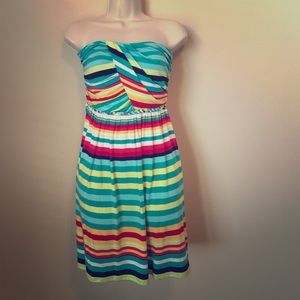 Tart knit striped strapless dress