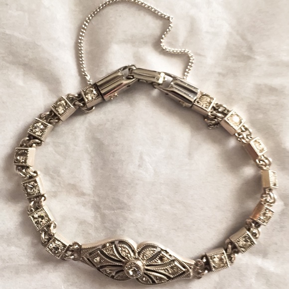 Antique Sterling and 12k diamond bracelet