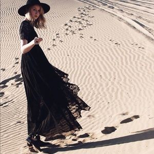 Free People sheer lace black maxi dress