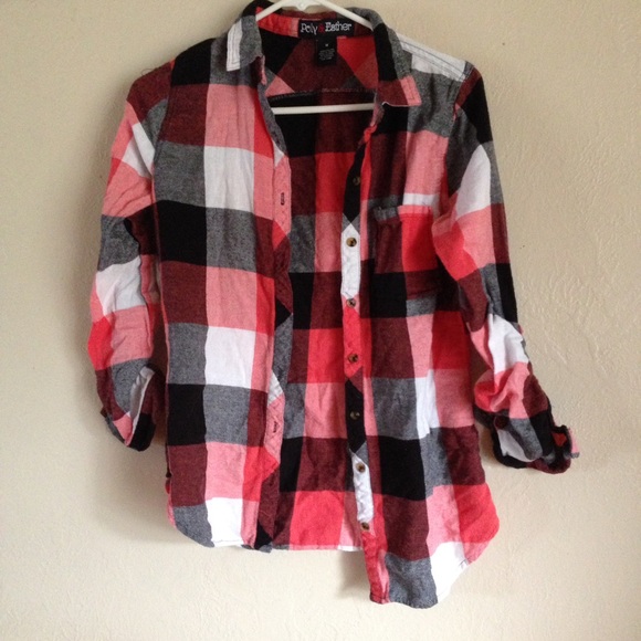 Coral Flannel Plaid Shirt