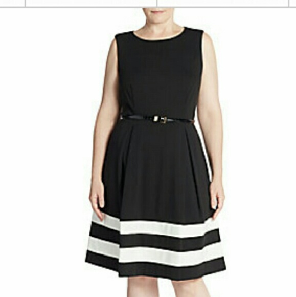 Calvin Klein Striped Fit and Flare Dress