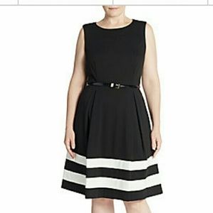 Calvin Klein Striped Fit and Flare Dress