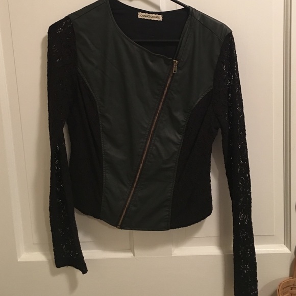 Lace and leather jacket