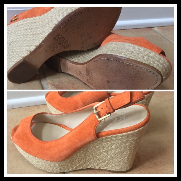💥EXCELLENT CONDITION Orange Leather MK Wedges💥 - Picture 4 of 4