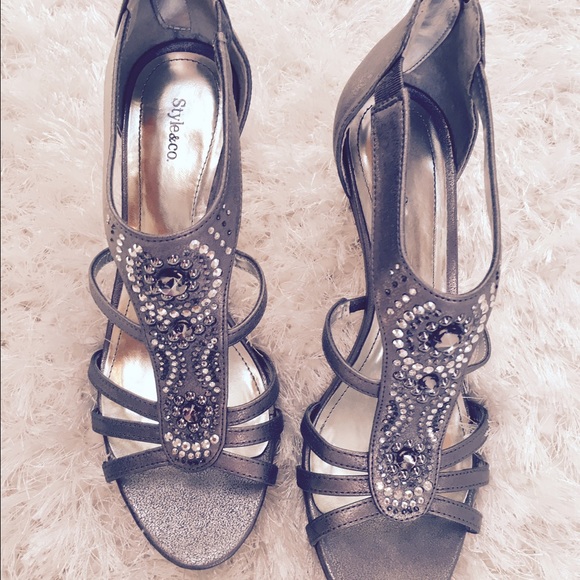 Silver/rhinestones shoes