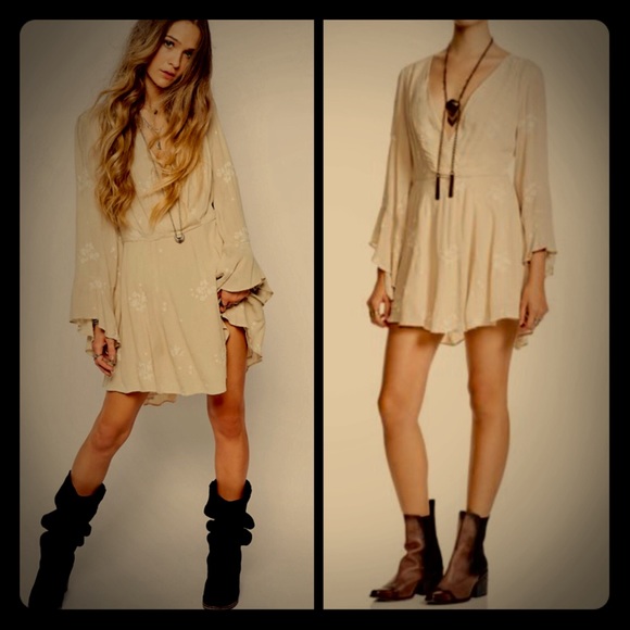 Free People Embroidered Wrap Mini Dress - Picture 1 of 4