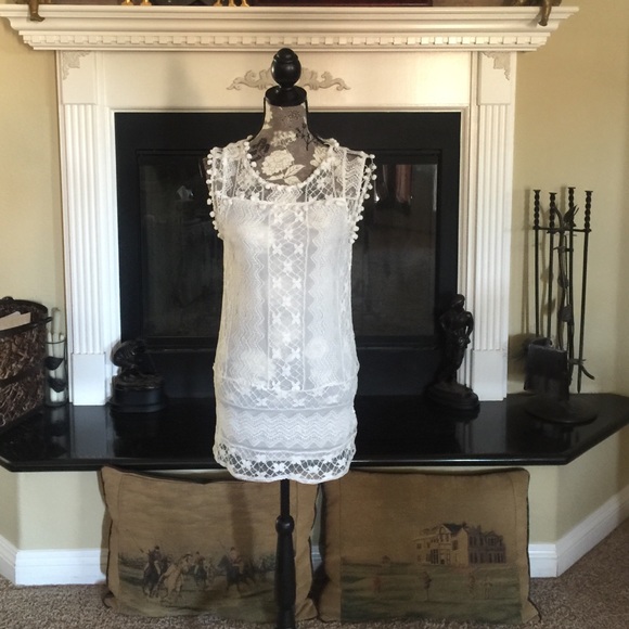 Boho White lace dress. Beautiful detail