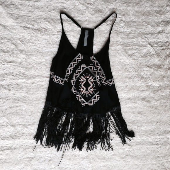 Coachella Tribal pattern Fringe crop top