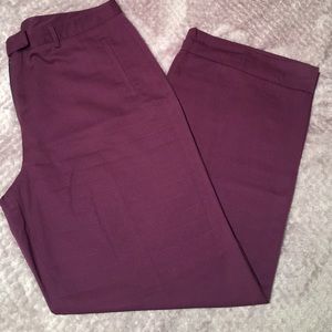 Plum Wide Leg Cuffed Dress Pants