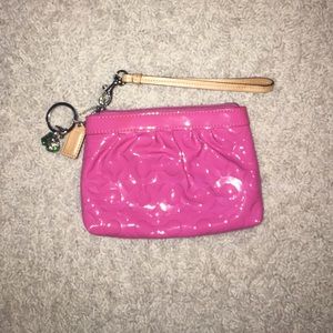 Bubble gum pink coach wristlet