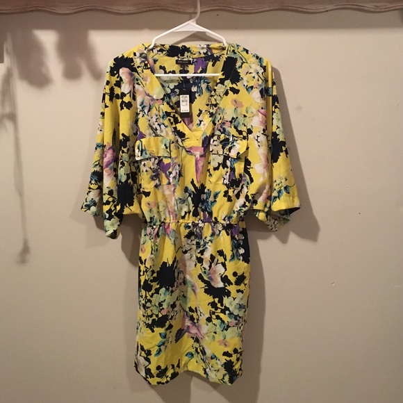 Yellow Floral Kimono Dress