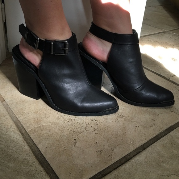 Black open heal booties
