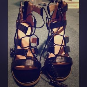 Strap up sandal heels