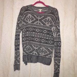 Tribal Print Blue Knit Sweater