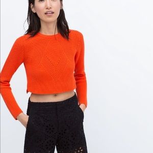Zara orange knitwear cropped sweater SZ M