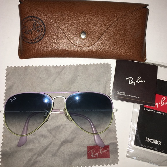Purple and white frame Ray Ban aviators