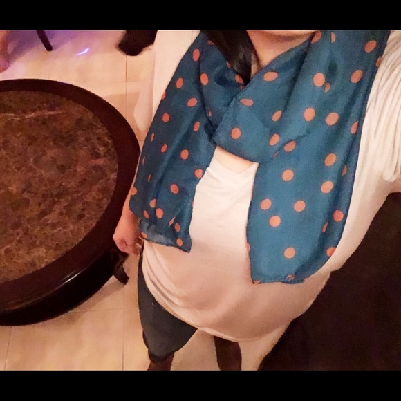 Green with Orange Polka Dot Scarf