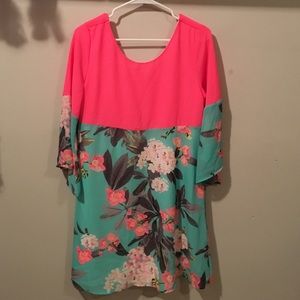 Neon Pink Kimono Summer Dress