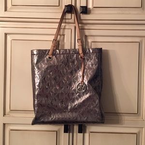 Authentic Michael Kors silver tote bag