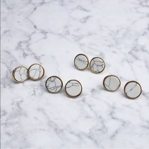 *Flash sale*  gold plated White faux marble studs