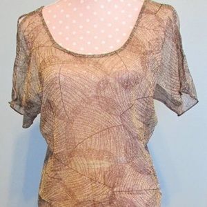 Charlotte Russe Sheer Leaf Patterned Blouse