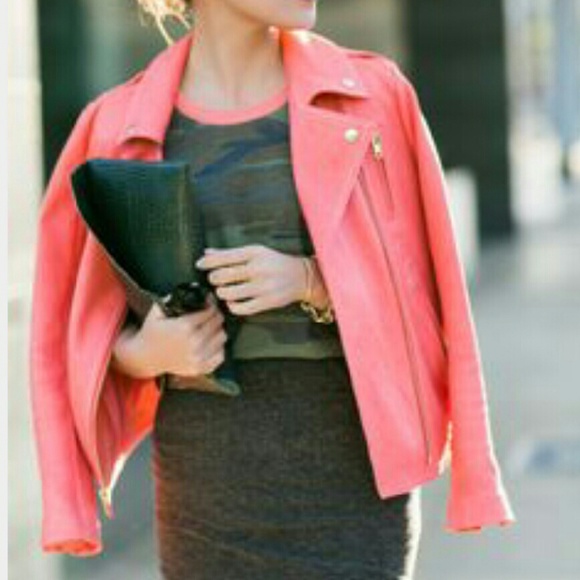 Apt. 9 Jackets & Blazers - Beautiful Coral faux leather moto jacket