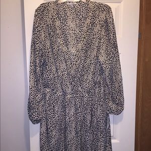 Navy & White animal print faux wrap dress