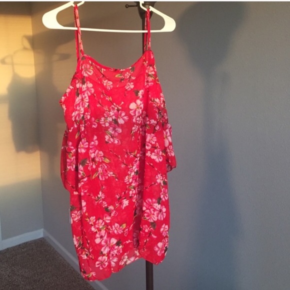 HP 7/23๐บSexy Red Pattern Shoulderless Top - Picture 4 of 4