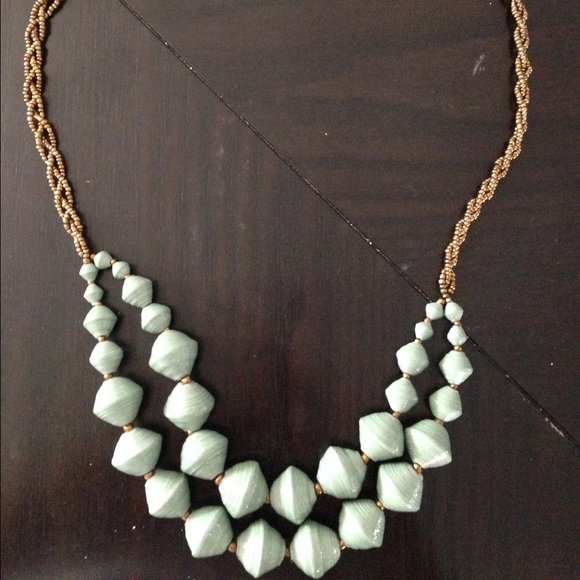 Teal and bronze necklace